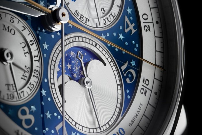 1815 Rattrapante Perpetual Calendar Handwerkskunst detail of the lower dial