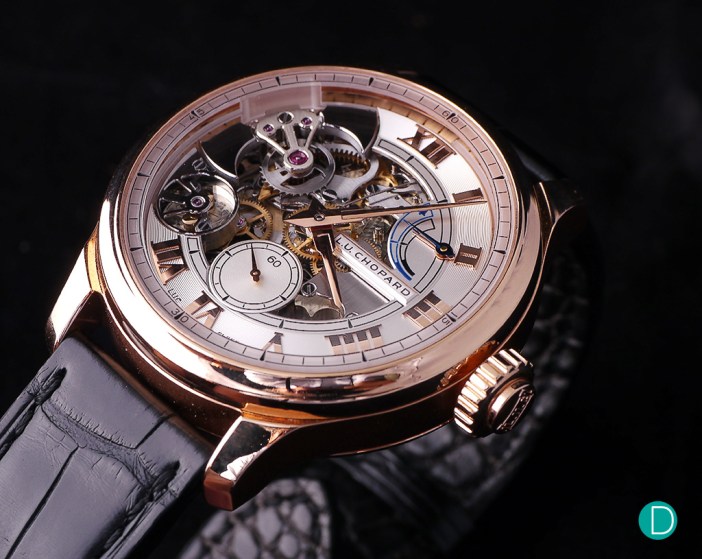 The Chopard LUC Full Strike in Fairmined rose gold case.